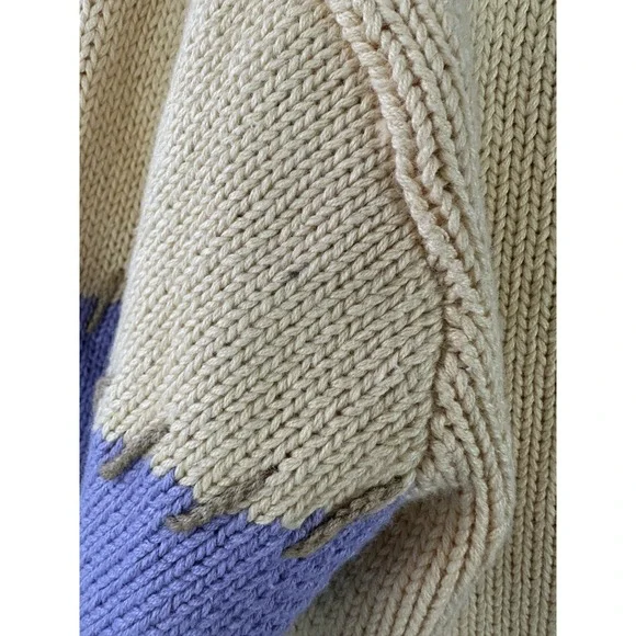 Storybook Knits Patchwork Spring Themed Cardigan Sweater Ramie Cotton Size Large - Picture 8 of 16